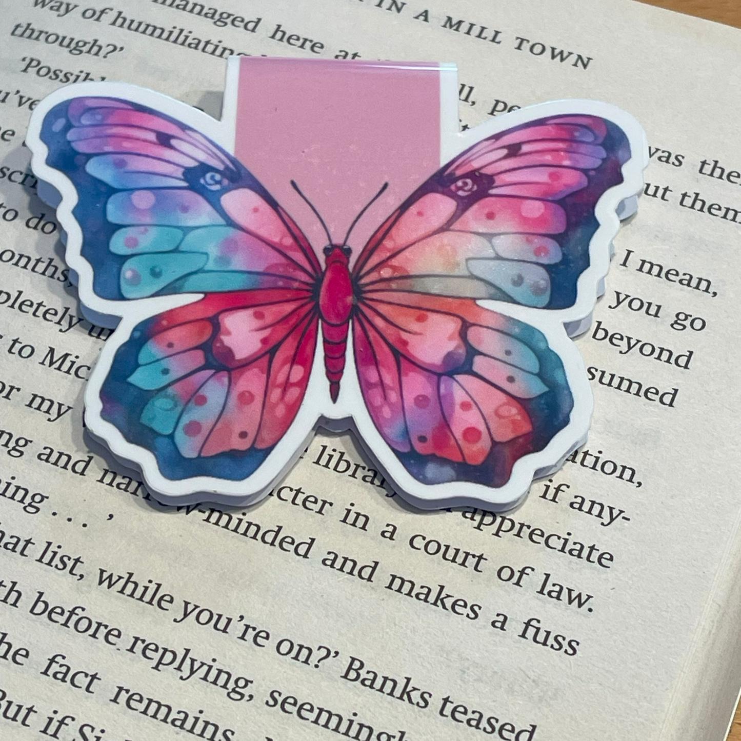 Lovely illustrated printed Retro Butterfly Magnetic bookmark, Page Saver, Book Lover Gift,