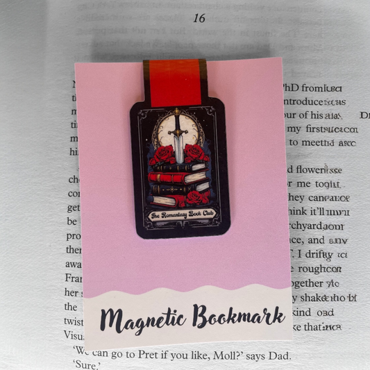 Lovely illustrated printed The Romantasy Book Club Magnetic bookmark, Page Saver, Book Lover Gift