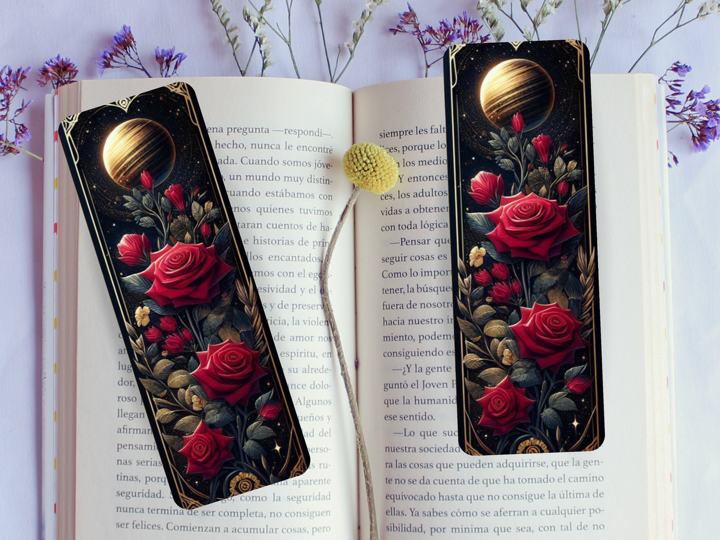 Lovely illustrated Roses printed bookmark, Page Saver, Book Lover Gift