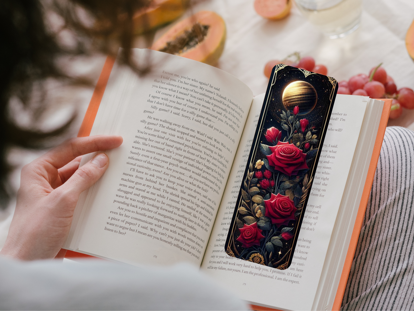 Lovely illustrated Roses printed bookmark, Page Saver, Book Lover Gift