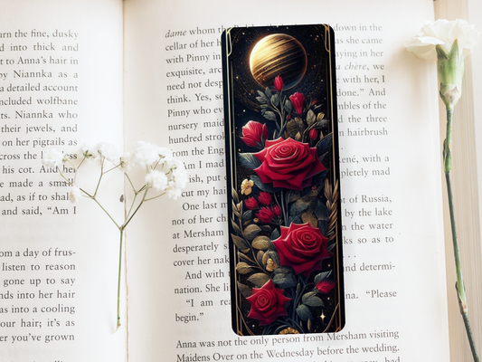 Lovely illustrated Roses printed bookmark, Page Saver, Book Lover Gift