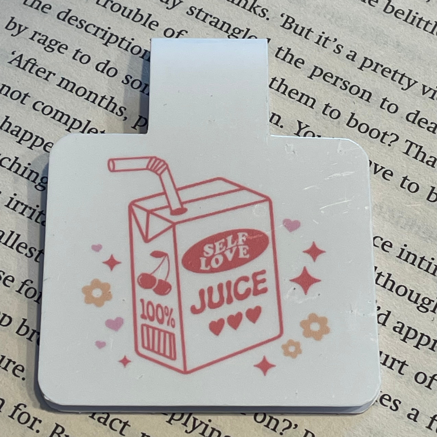 Lovely illustrated printed Self Love Juice Magnetic bookmark, Page Saver, Book Lover Gift,