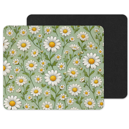 Printed Anti-Slip Mouse Mat Pad - Spring Daisy Design