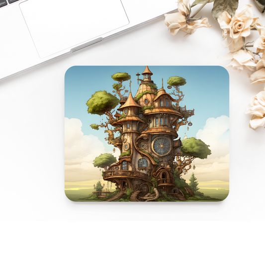 Premium Printed Steampunk House Anti-Slip Mouse Mat