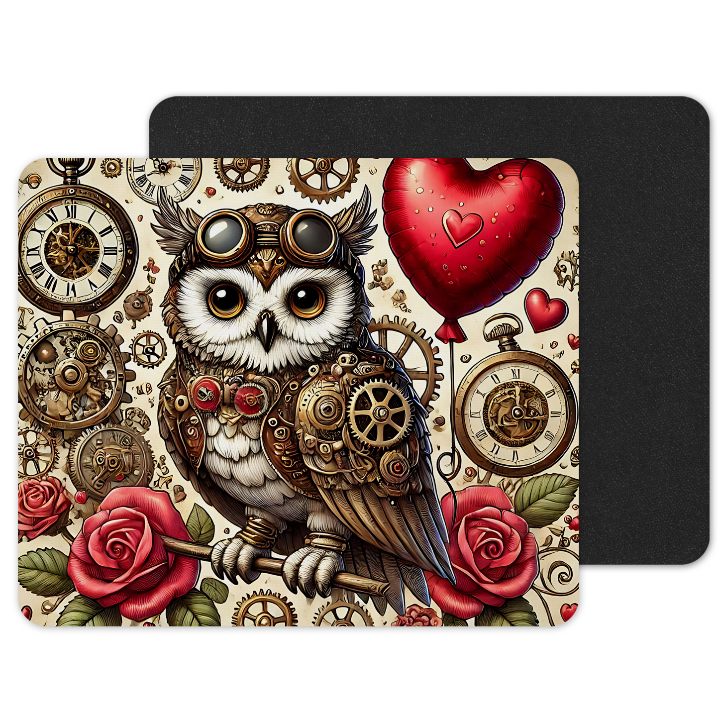 Premium Printed Anti-Slip Mouse Mat - Ultra Durable Steampunk Owl Design