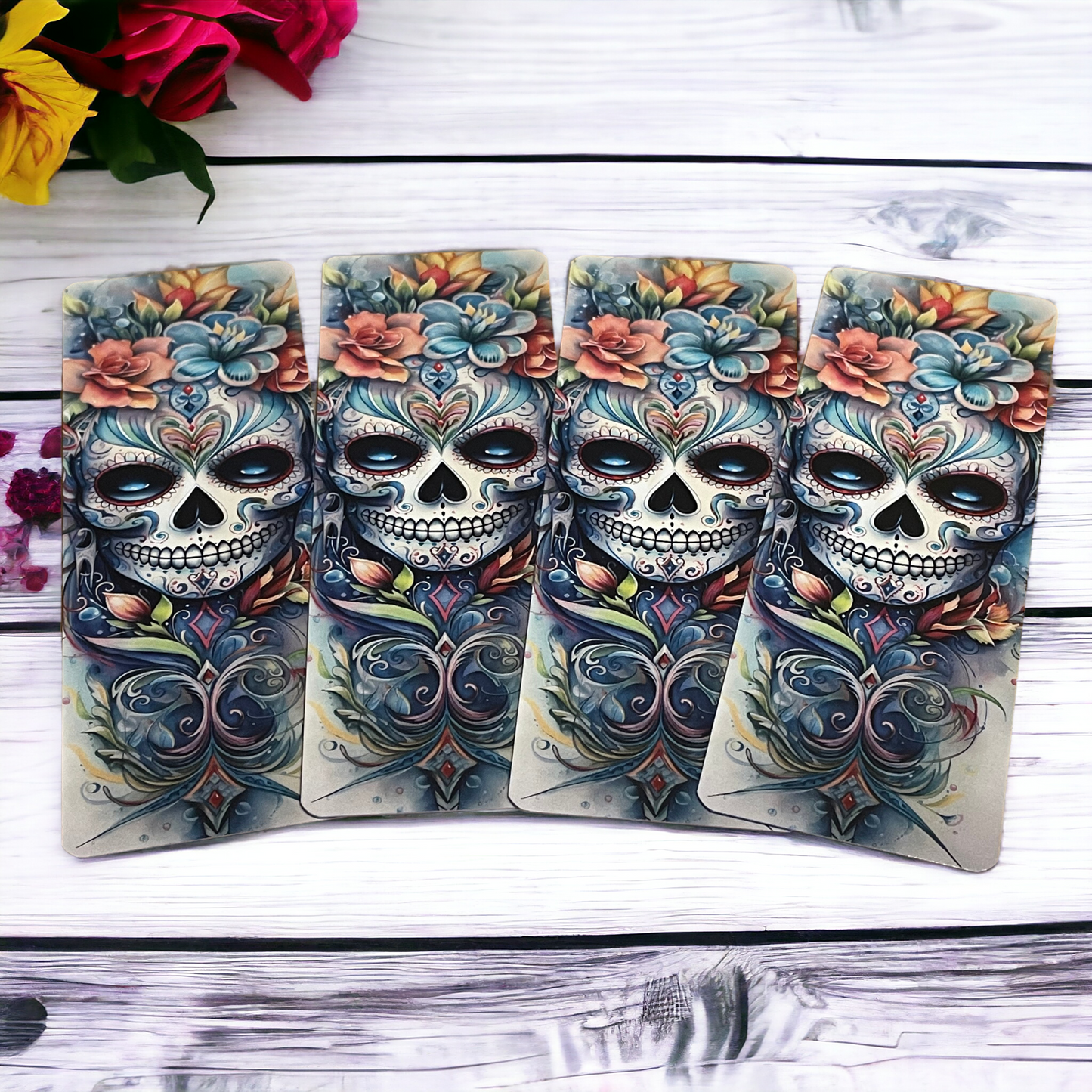 Lovely illustrated printed Skull bookmark, Page Saver, Book Lover Gift,