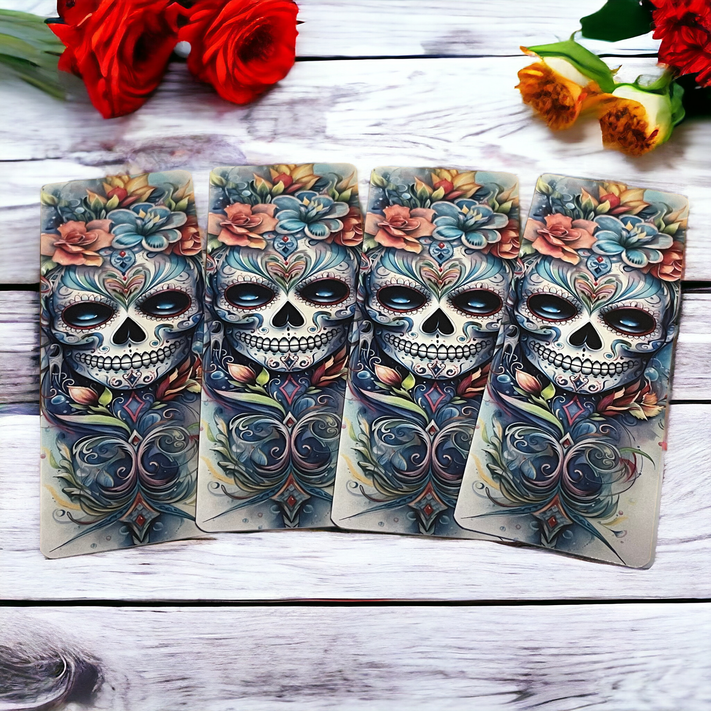Lovely illustrated printed Skull bookmark, Page Saver, Book Lover Gift,