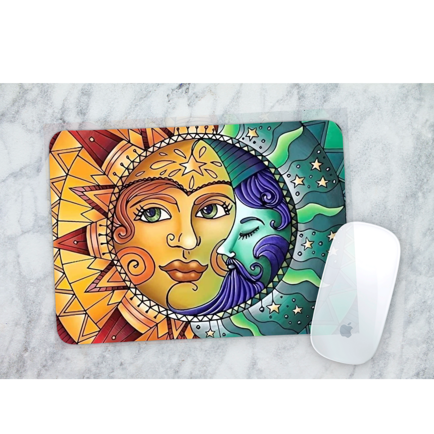 Premium Printed Anti-Slip Mouse Mat - Ultra Durable Sun & Moon Design