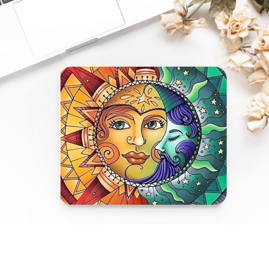 Premium Printed Anti-Slip Mouse Mat - Ultra Durable Sun & Moon Design