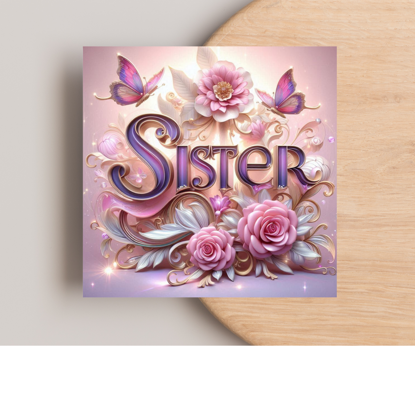 Floral Sister Greeting Card –Illustrated Blank Birthday Card