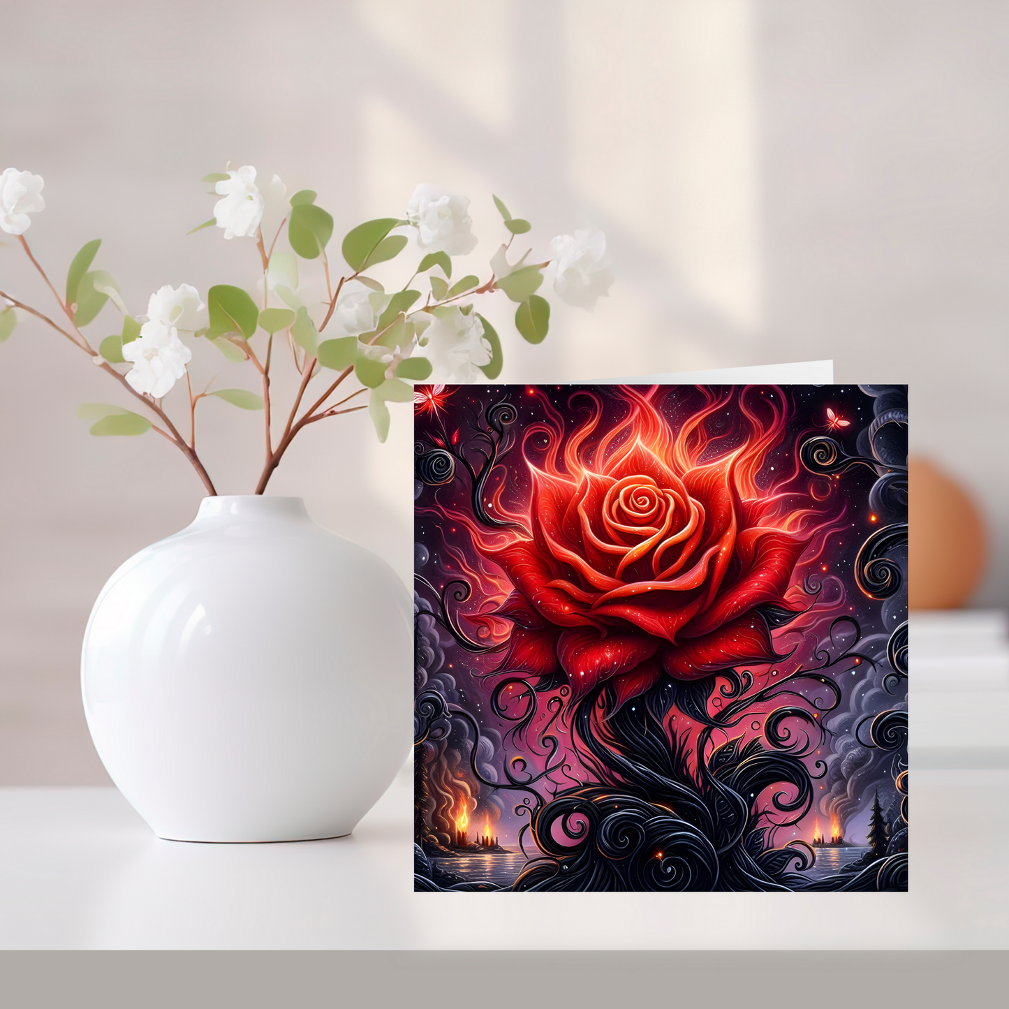 Gothic Rose Greeting Card –Illustrated Blank Birthday Card