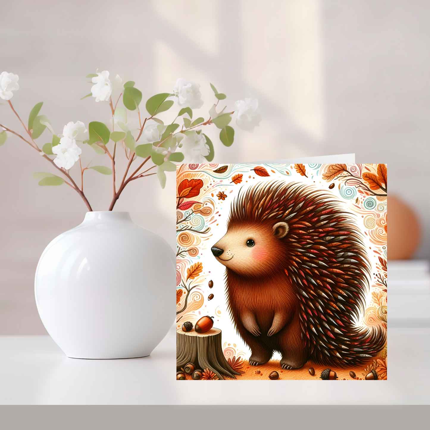 Hedgehog Greeting Card –Illustrated Blank Birthday Card