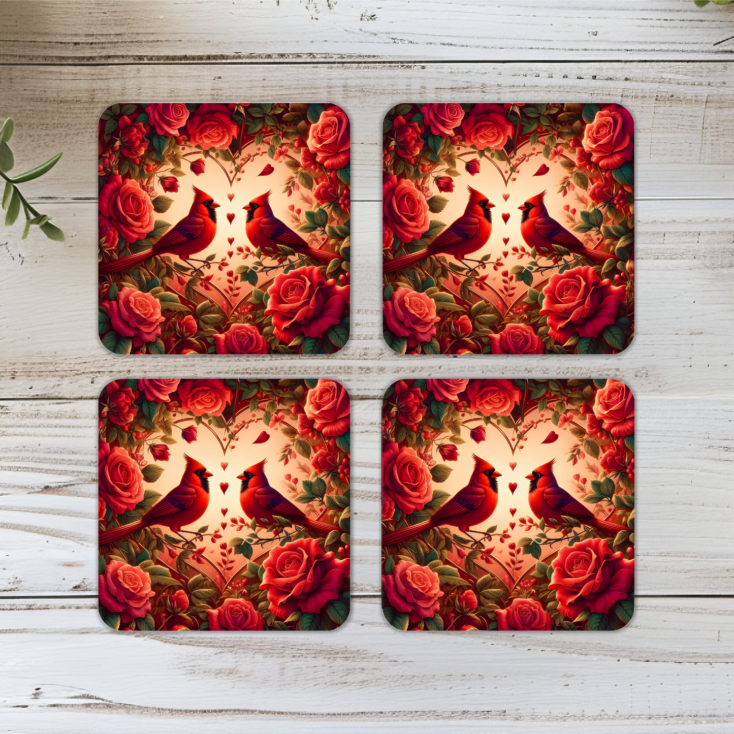 Cardinal Wooden Square Corked Backed Coaster