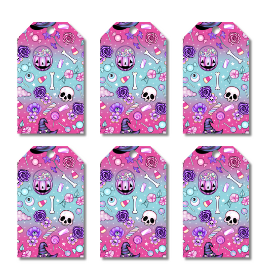 12 X Pink Halloween Gift Tags, Gift Wrapping, Luggage Tags, Card Making