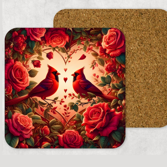 Cardinal Wooden Square Corked Backed Coaster