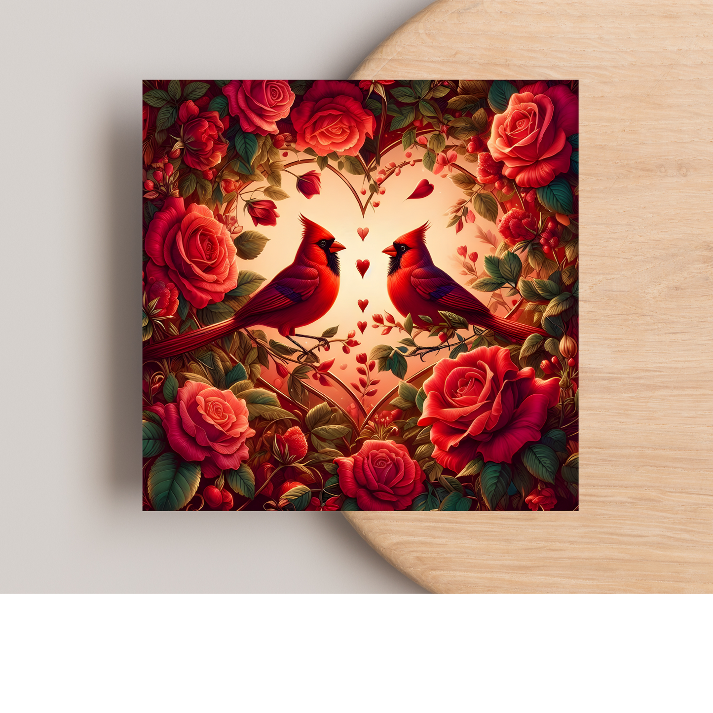 Valentines Cardinal Greeting Card –Illustrated Blank Valentines Card