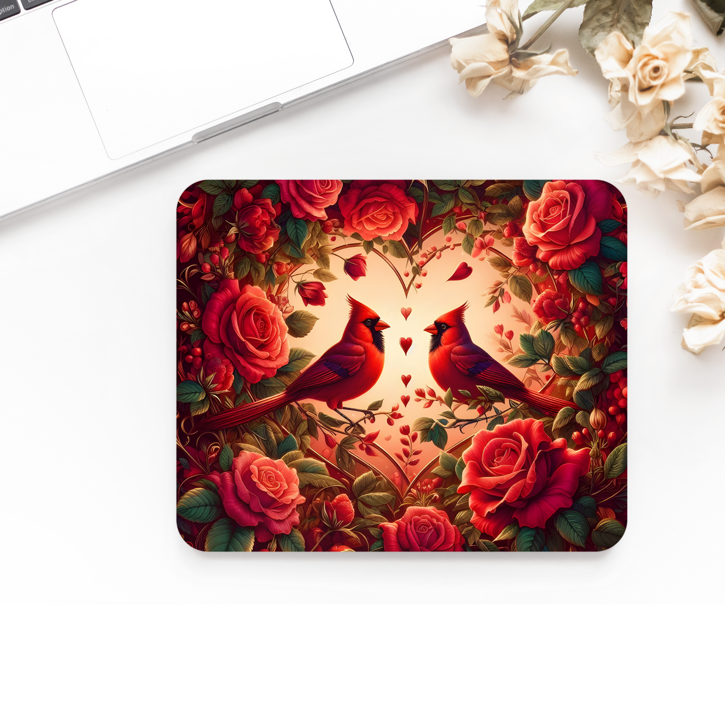 Valentines Cardinal Printed Anti-Slip Mouse Mat