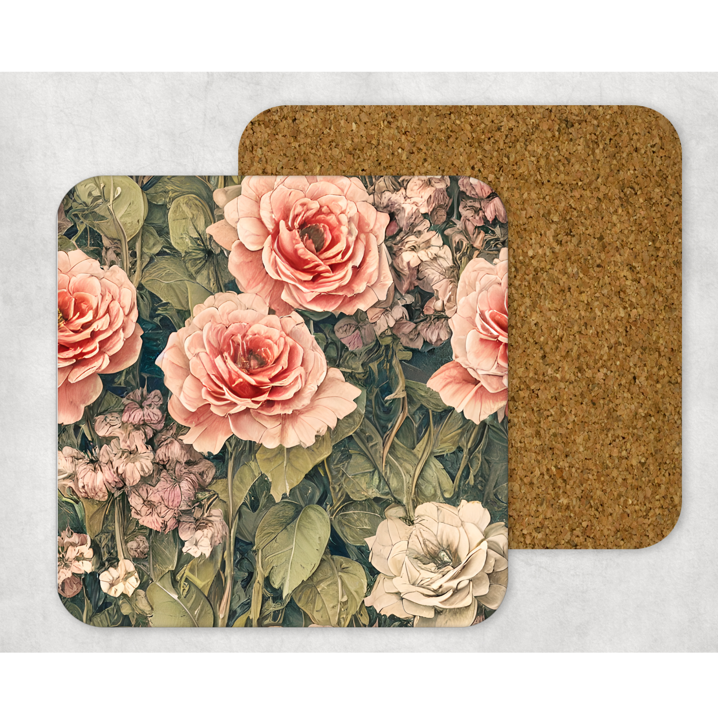 Beautifully Printed Vintage Flowers  Wooden Coasters for Stylish Home Décor