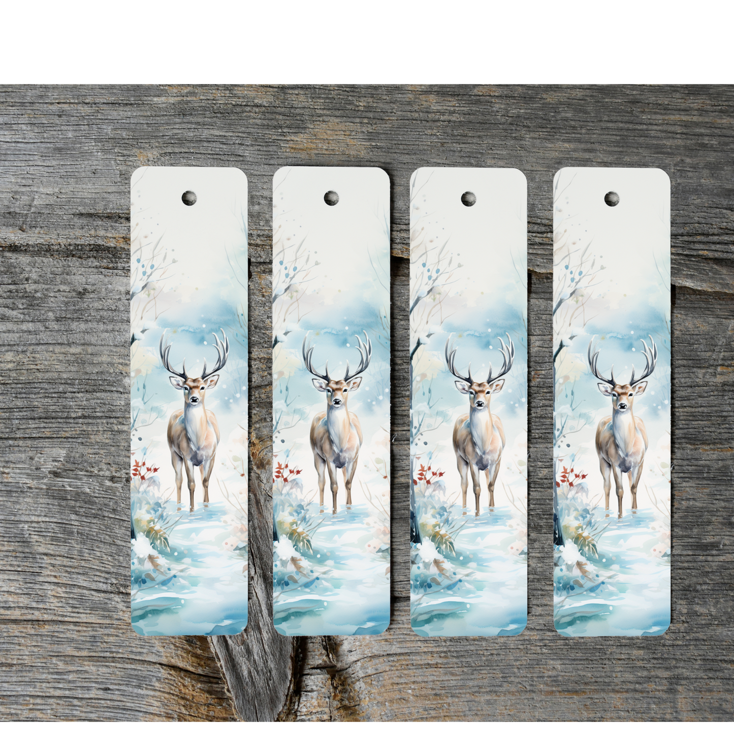 Winter Reindeer Aluminium Bookmark with Tassel - Stylish Metal Page Marker for Books and Journals