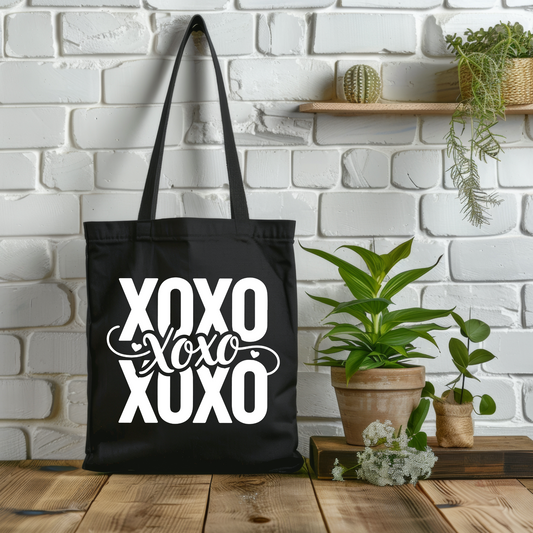 XOXO Hearts 100% Cotton Canvas Tote Bag ,Reusable Shopping Bag, Eco Friendly