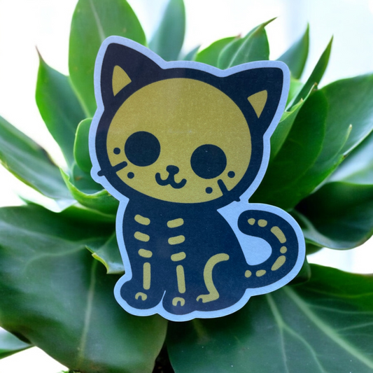 Yellow Cat Vinyl Sticker ,Laptop, scrapbook, junk journal ,crafts, Water Bottle