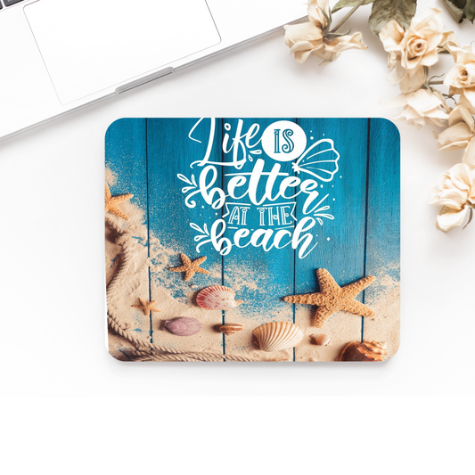 Premium Printed Anti-Slip Mouse Mat - Ultra Durable Life is better at the beach Design