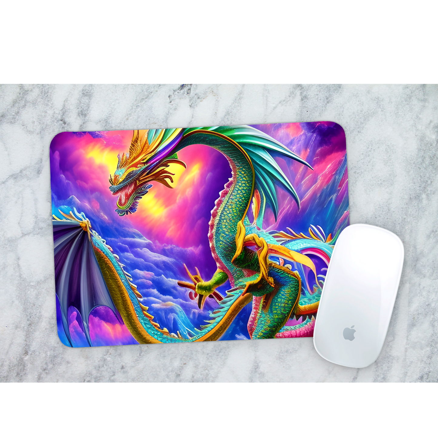Premium Printed Anti-Slip Mouse Mat - Ultra Durable Colourful Dragon Design