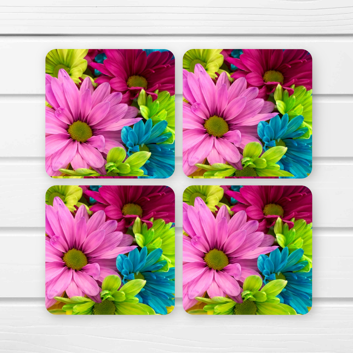 Beautifully Printed Colourful Flowers wooden Coasters for Stylish Home Décor