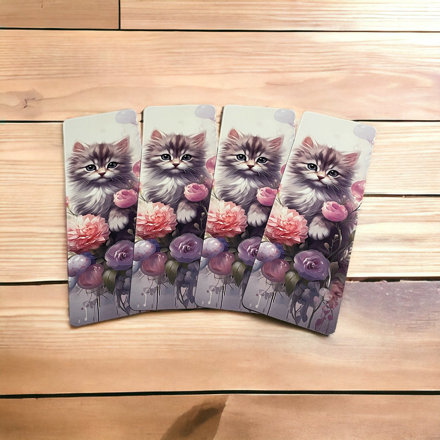 Lovely illustrated printed bookmark, Page Saver, Book Lover Gift, Floral Kitten