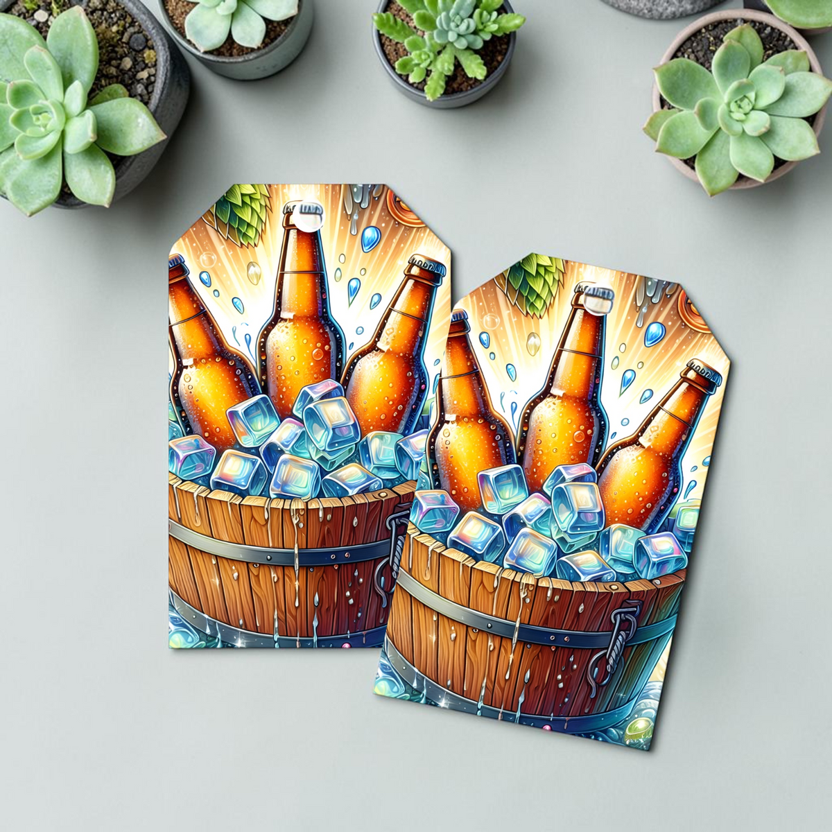 12 X  Ice Bucket Gift Tags, Gift Wrapping, Luggage Tags, Card Making