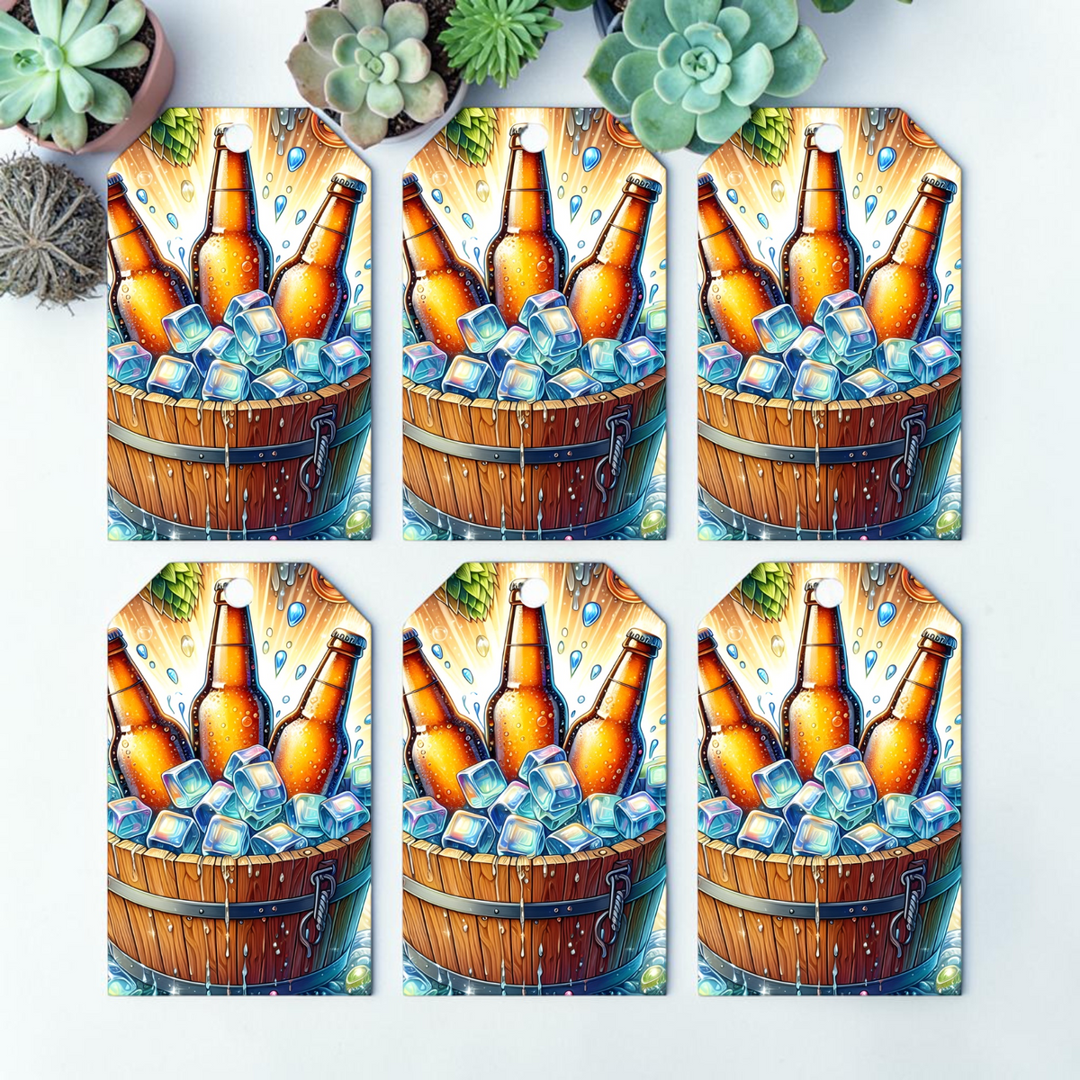 12 X  Ice Bucket Gift Tags, Gift Wrapping, Luggage Tags, Card Making