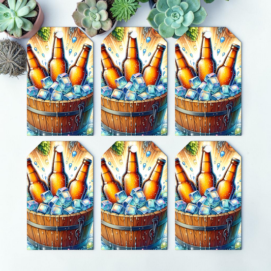 12 X  Ice Bucket Gift Tags, Gift Wrapping, Luggage Tags, Card Making