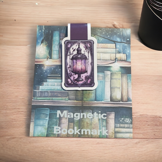 Lovely illustrated printed Purple Tarot Card Lantern Magnetic bookmark, Page Saver, Book Lover Gift,