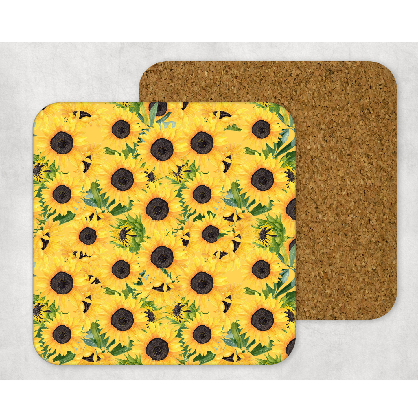 Beautifully Printed Sunflowers Wooden Coasters for Stylish Home Décor